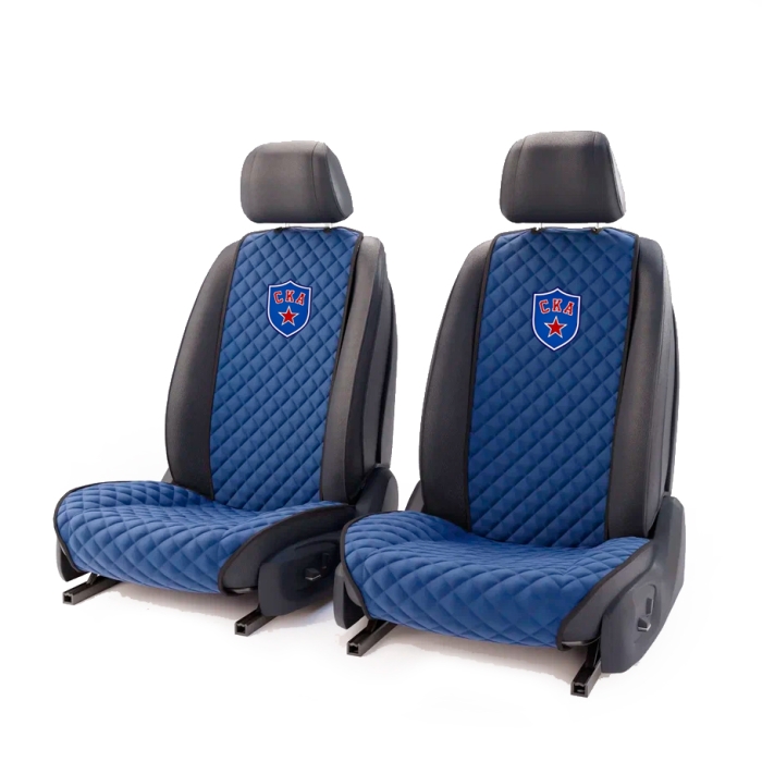 Накидки на сидения Комплект передних темно-синих накидок с вышивкой SKA
